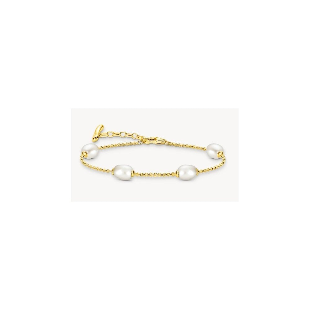 Gold-plated bracelet with freshwater pearls Natural Beauty