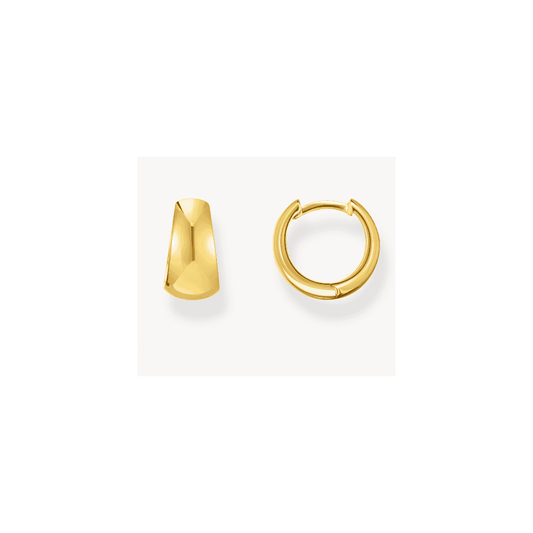Gold-plated classic hoop earrings in chunky, trapezoidal shape