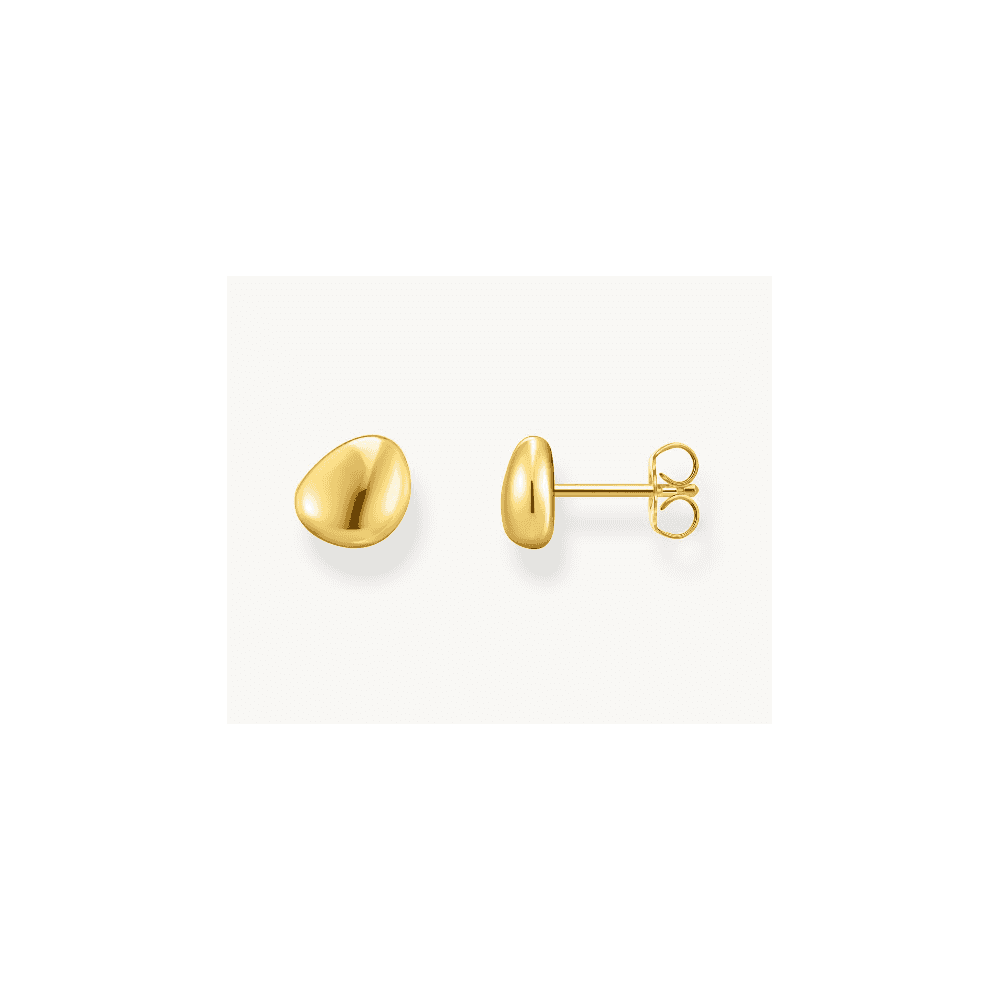 Gold-plated ear studs in organic shape