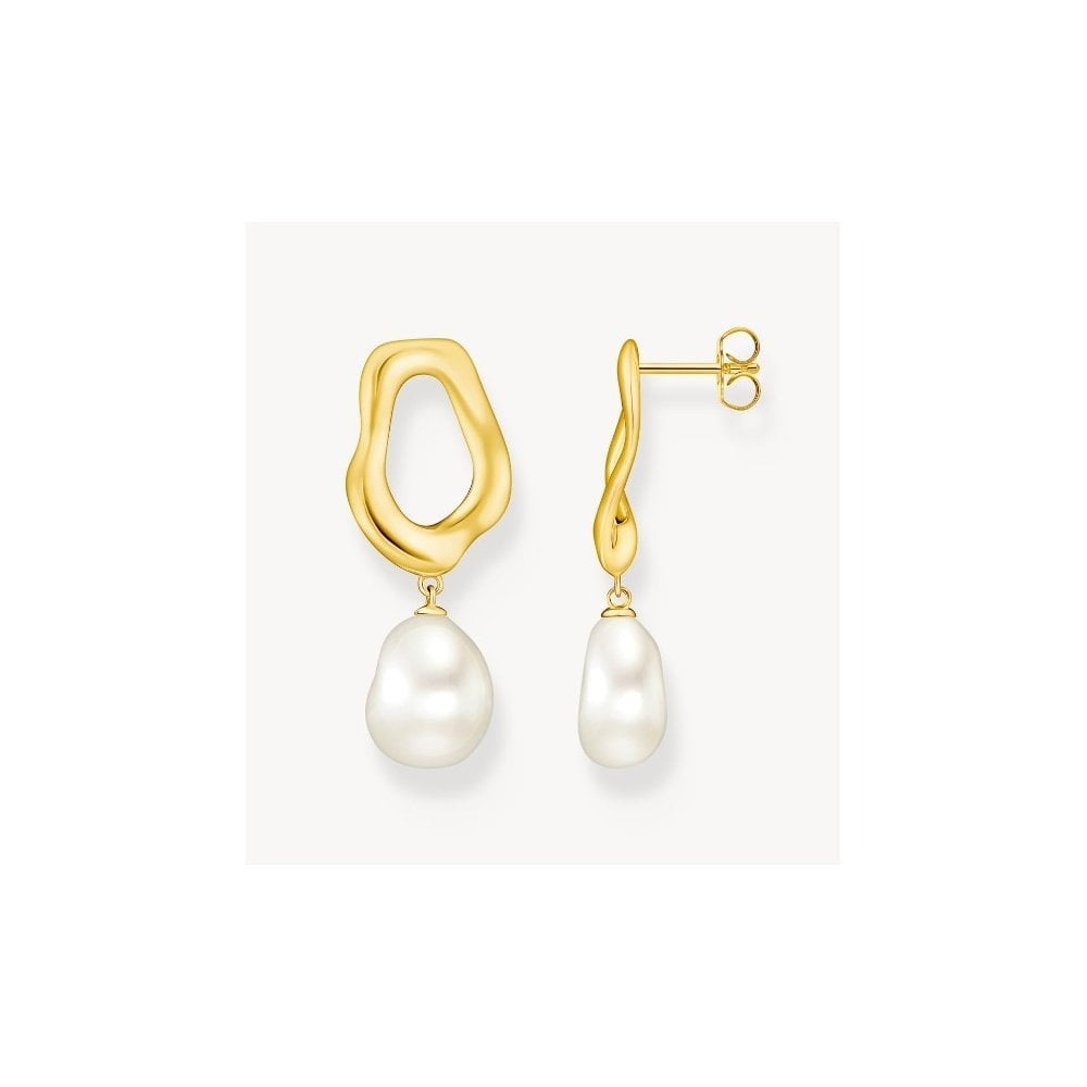Gold-plated earrings with freshwater pearl Natural Beauty