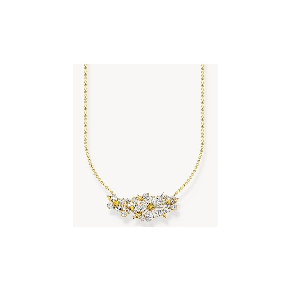 Gold-plated flower necklace Lovely Daisy with stones
