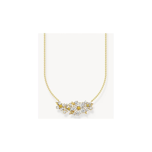 Gold-plated flower necklace Lovely Daisy with stones