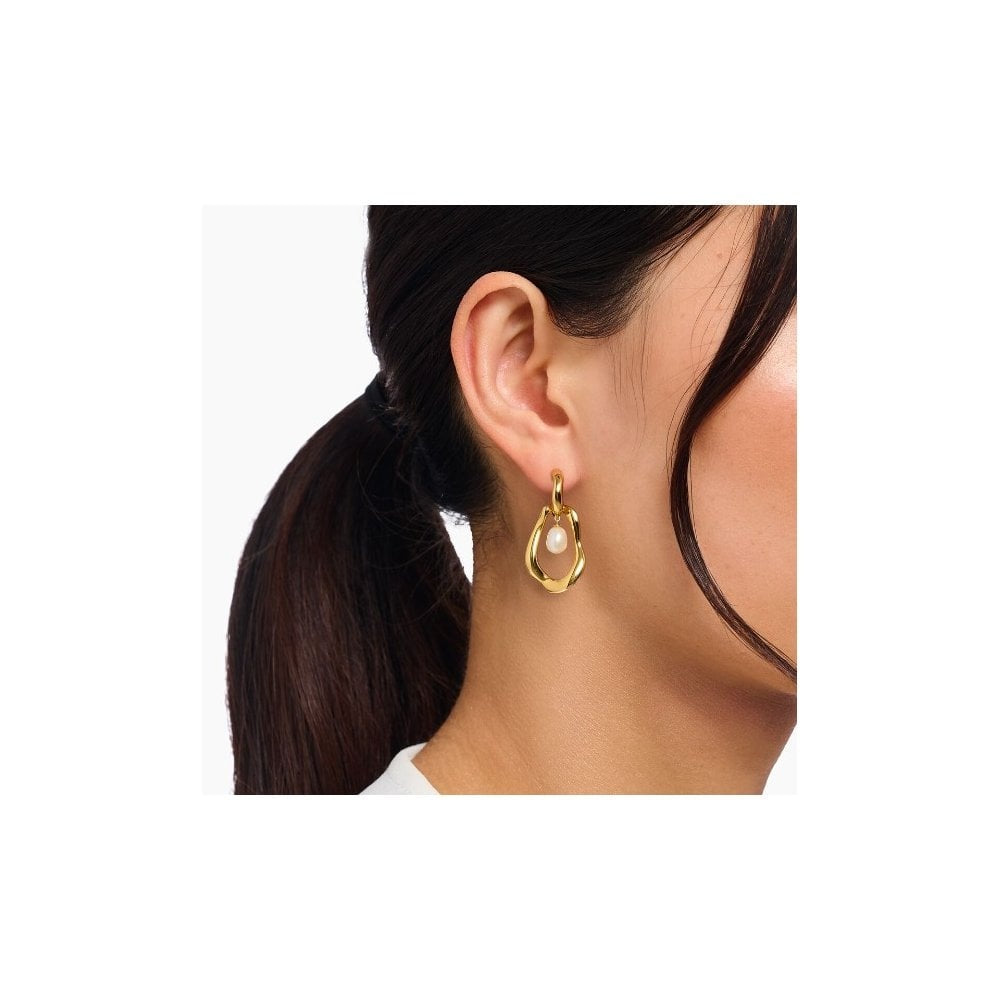 Gold-plated hoop earrings with freshwater pearls Natural Beauty