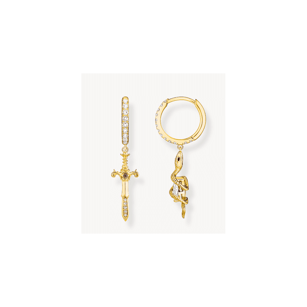 Gold-plated hoop earrings with pendant Tempting Romance
