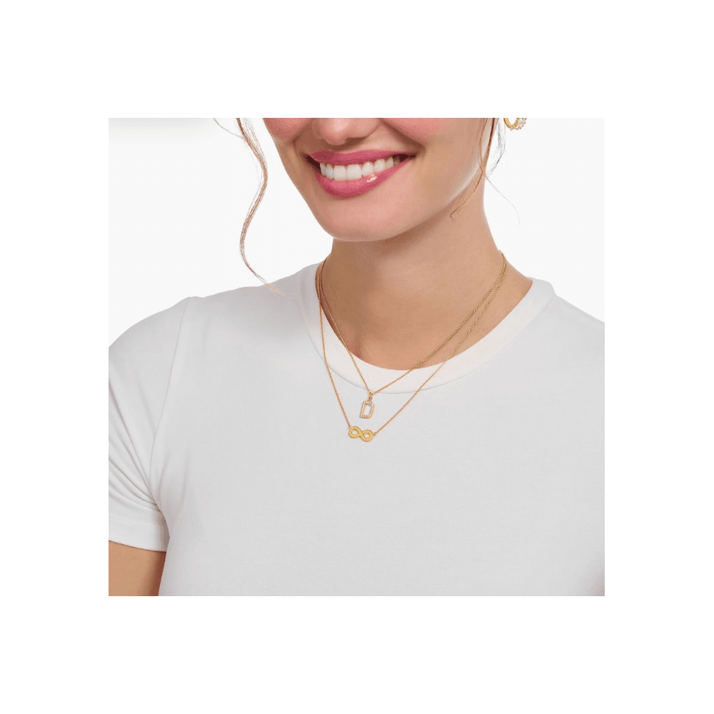 Gold-plated necklace with letter pendant D and white zirconia