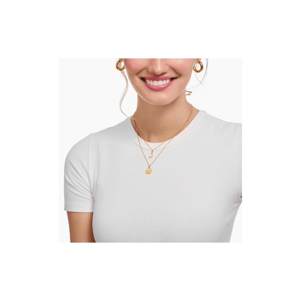  Gold-plated necklace with letter pendant I and white zirconia
