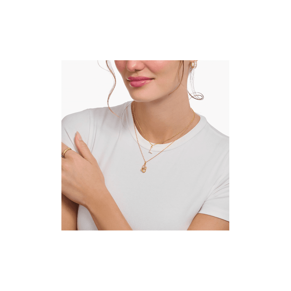 Gold-plated necklace with letter pendant R and white zirconia