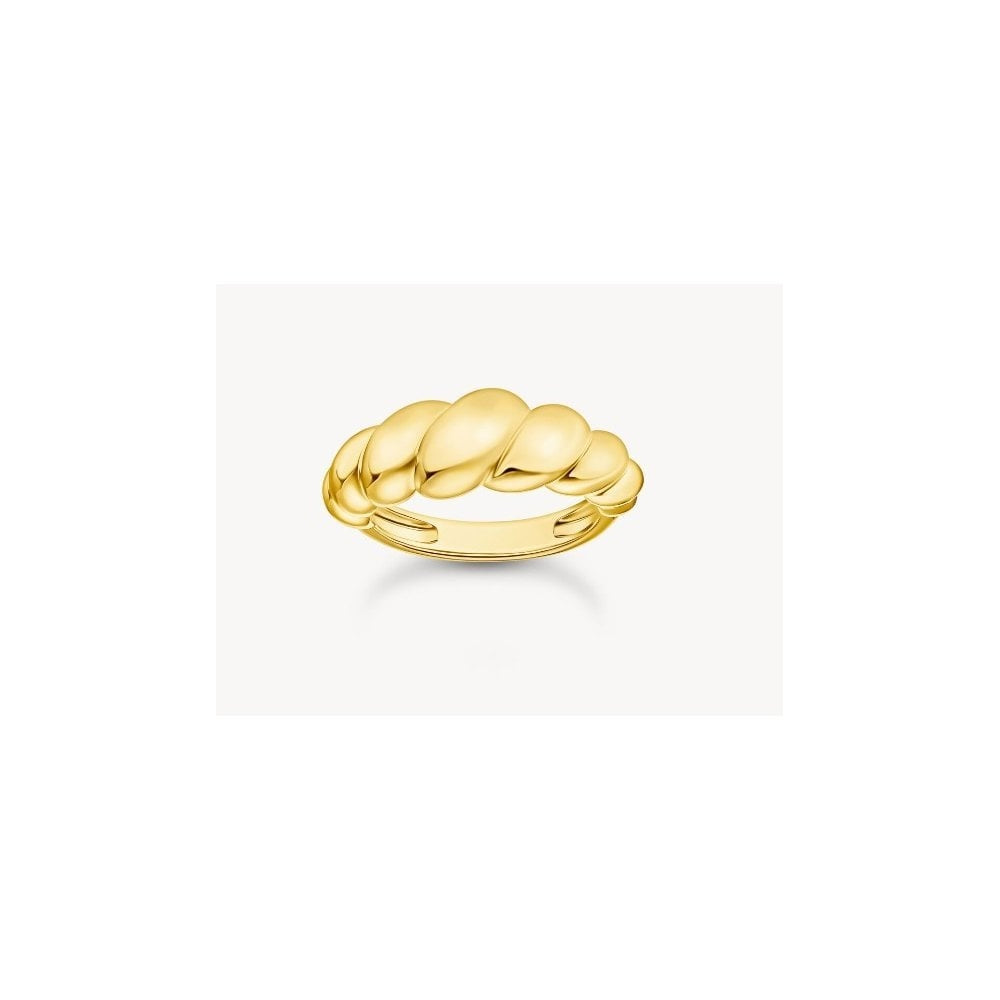 Gold-plated organic-shaped ring size 54