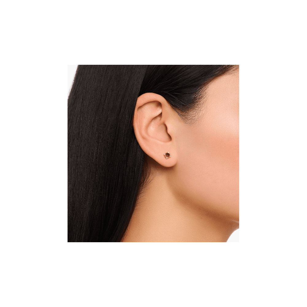 Gold-plated small ear studs Vintage with red sapphire