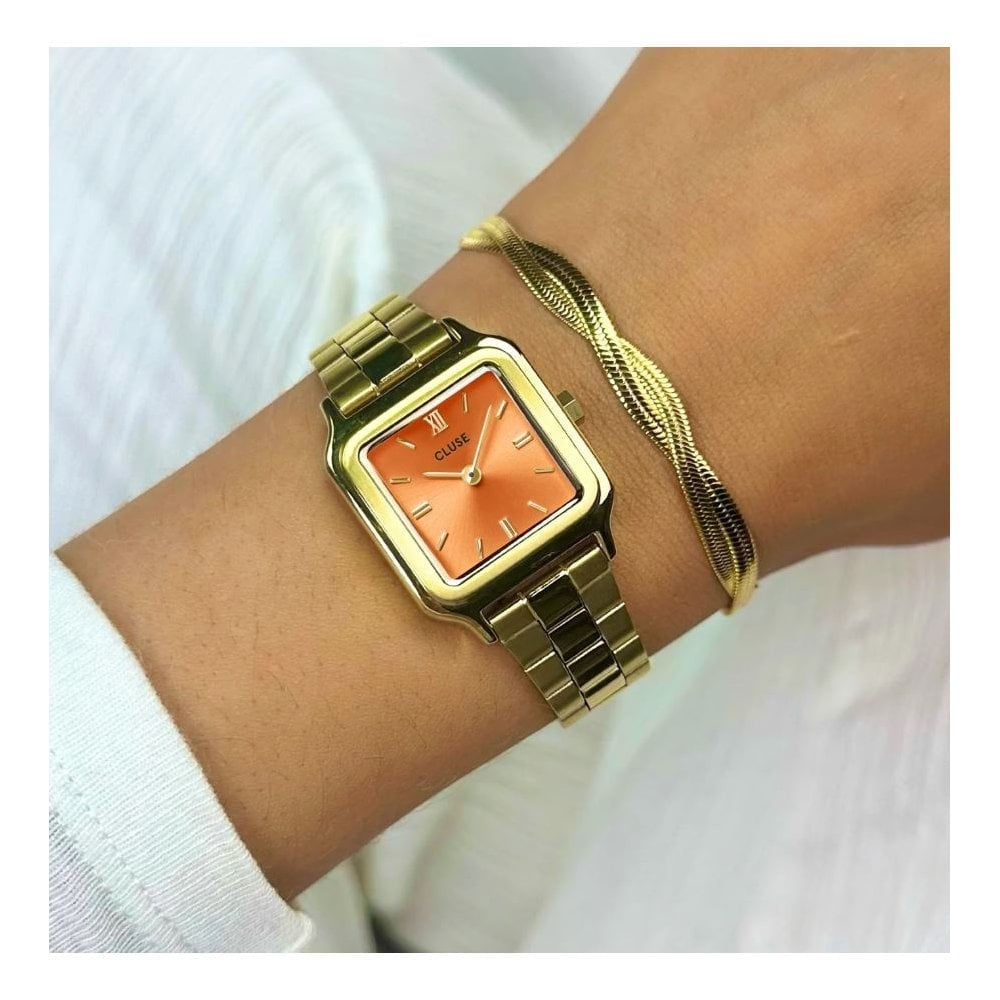 Gracieuse Petite, Apricot Dial, Ladies Gold Stainless Steel Watch