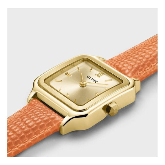 Gracieuse Petite, Gold Dial, Ladies Apricot Lizard Leather Watch