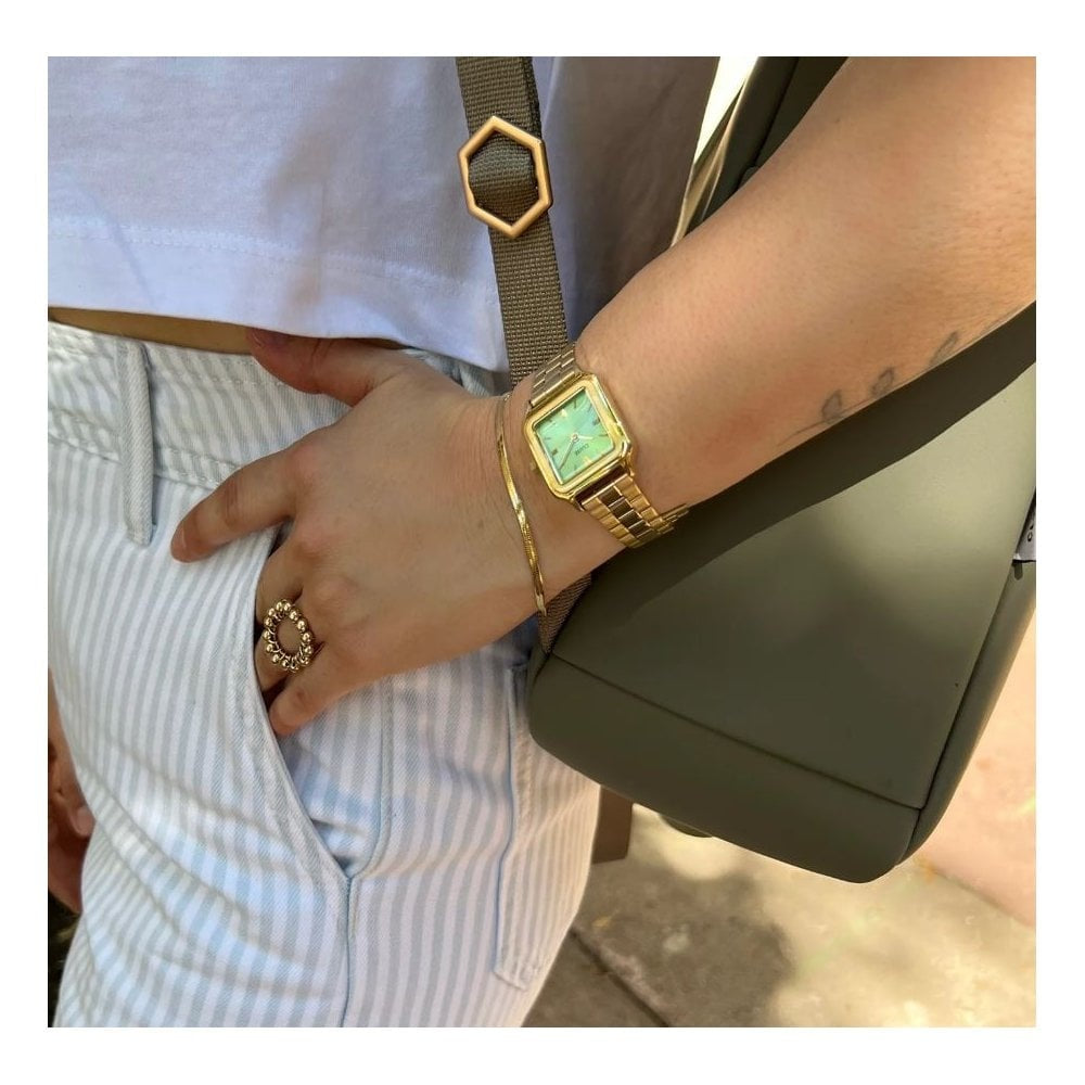 Gracieuse Petite, Light Green Dial, Ladies Gold Stainless Steel Watch