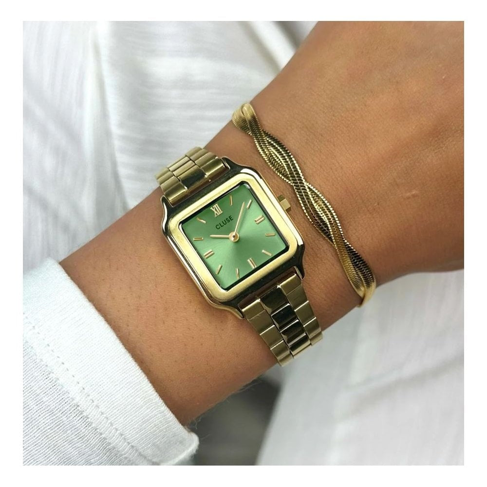 Gracieuse Petite, Light Green Dial, Ladies Gold Stainless Steel Watch