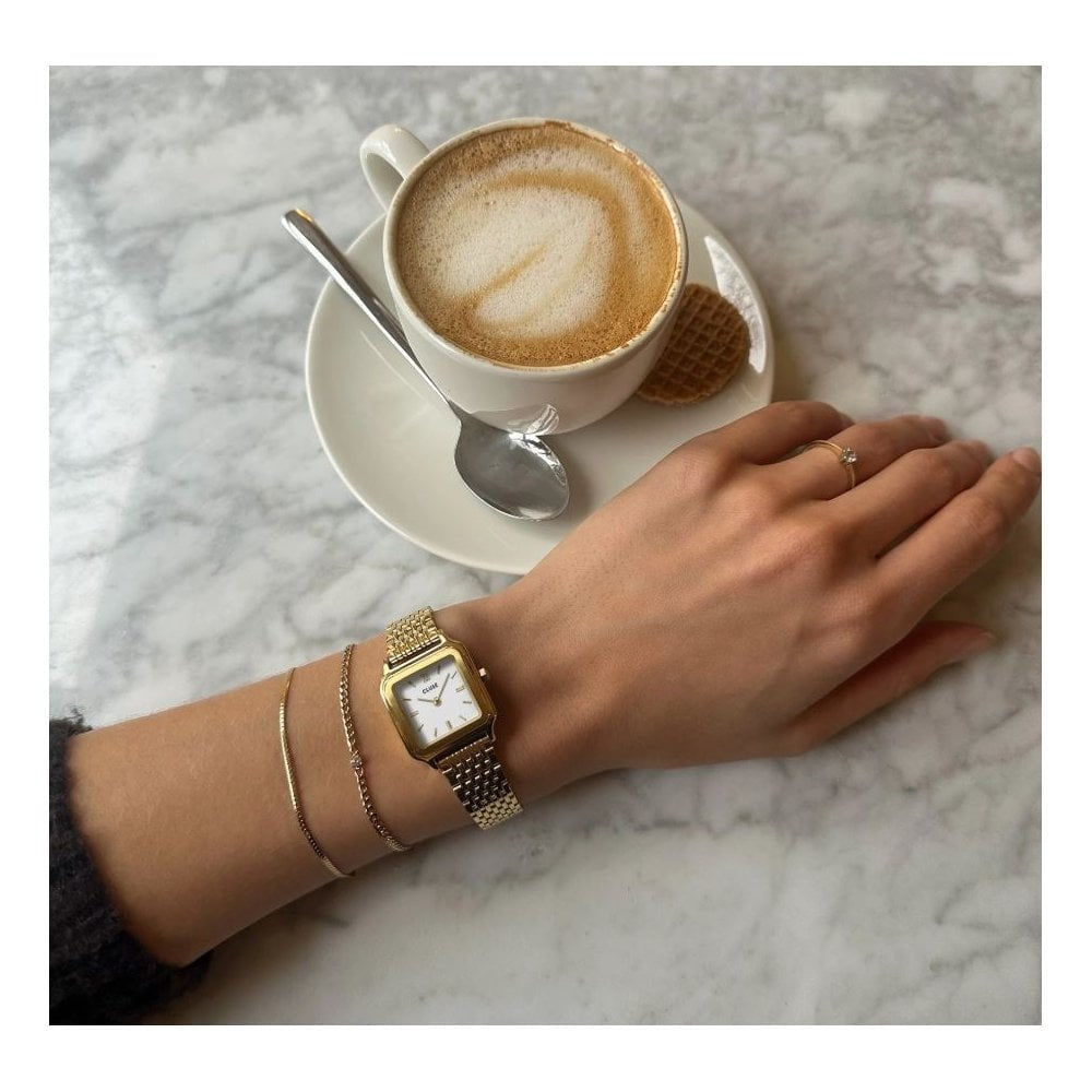 Gracieuse Petite, White Dial, Ladies Gold Stainless Steel Watch