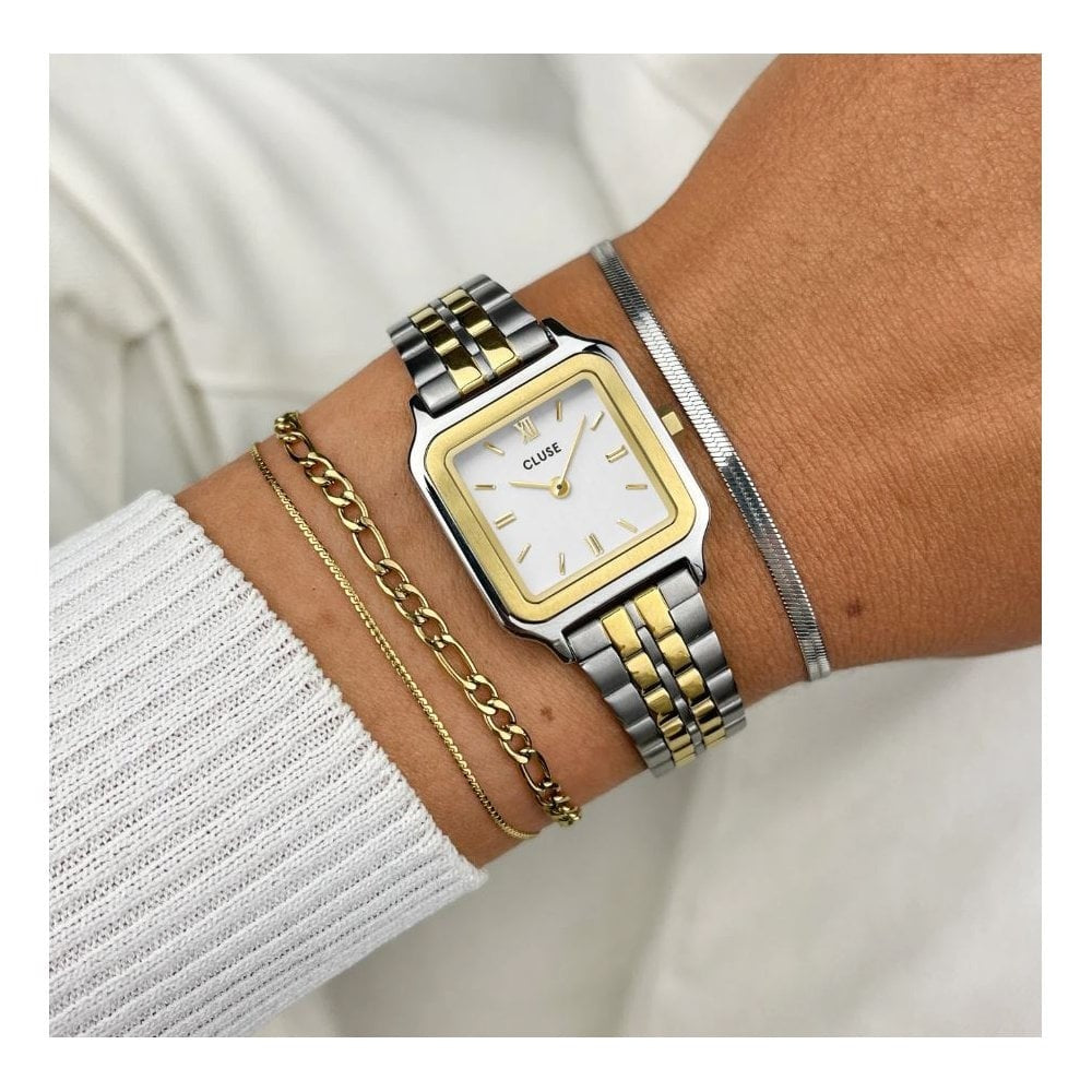 Gracieuse Petite, White Dial, Ladies Two-Toned Stainless Steel Watch