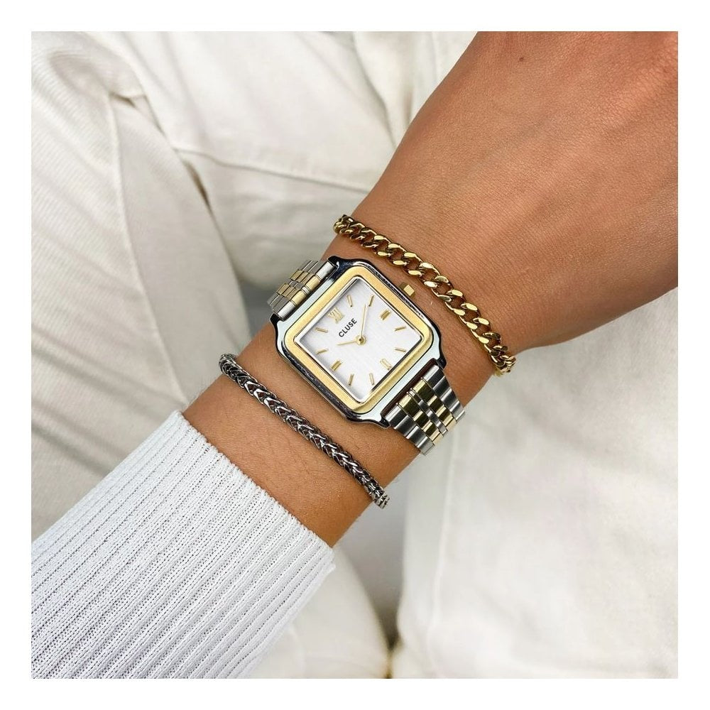 Gracieuse, White Dial, Ladies Two-Toned Stainless Steel Watch
