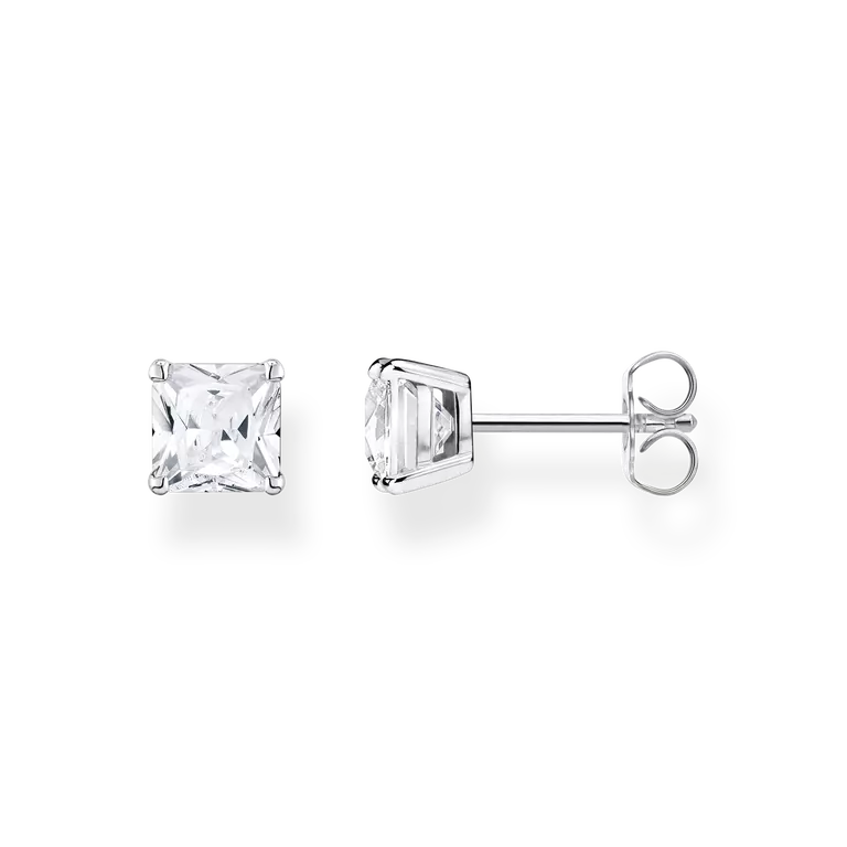 Thomas Sabo Sterling Silver Square White Zirconia Stud Earrings
