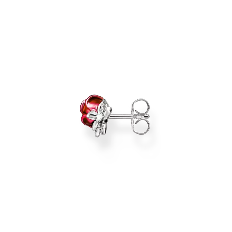 Thomas Sabo Sterling Silver Red Rose Romance Stud Earrings