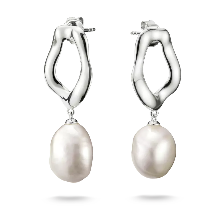 THOMAS SABO STERLING SILVER CURVED PEARL STUD EARRING