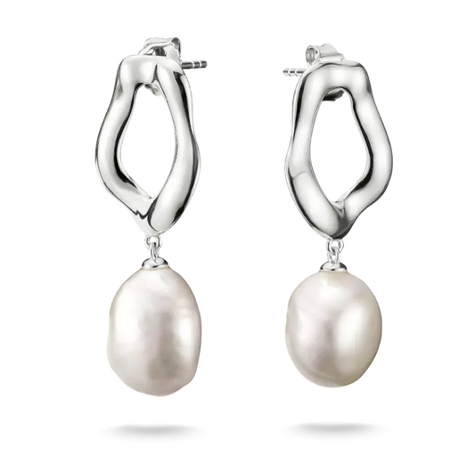 THOMAS SABO STERLING SILVER CURVED PEARL STUD EARRING