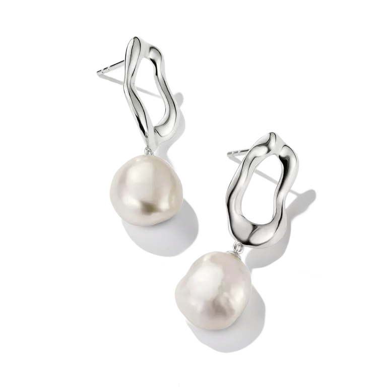 THOMAS SABO STERLING SILVER CURVED PEARL STUD EARRING