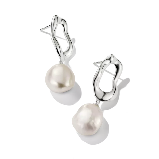 THOMAS SABO STERLING SILVER CURVED PEARL STUD EARRING
