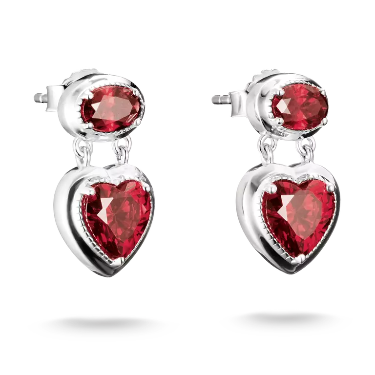 Thomas Sabo Sterling Silver Elyndra Red Heart Drop Earrings
