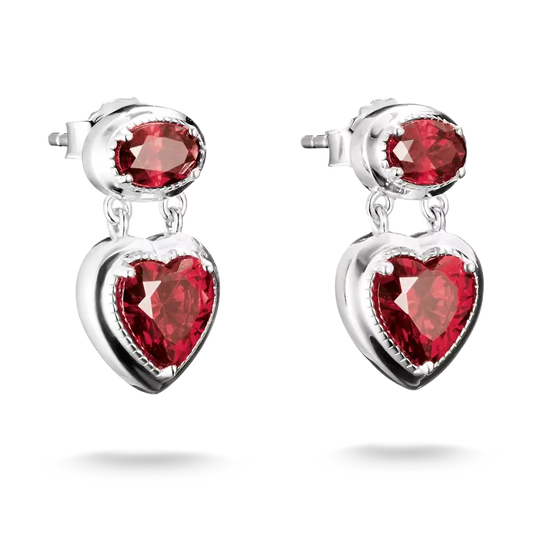 Thomas Sabo Sterling Silver Elyndra Red Heart Drop Earrings