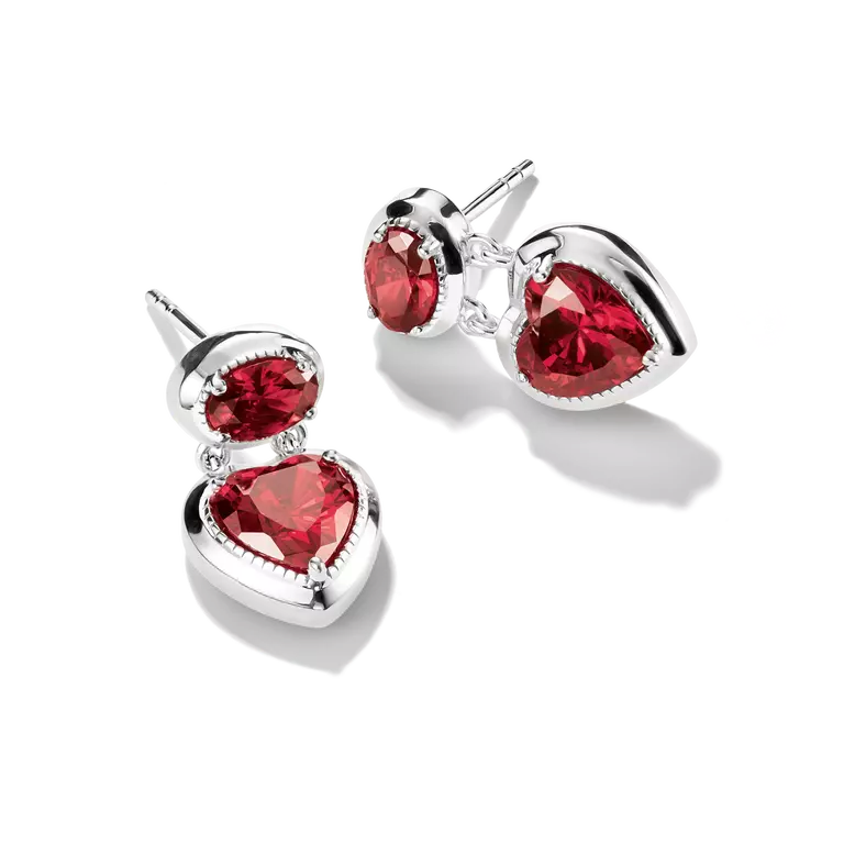 Thomas Sabo Sterling Silver Elyndra Red Heart Drop Earrings