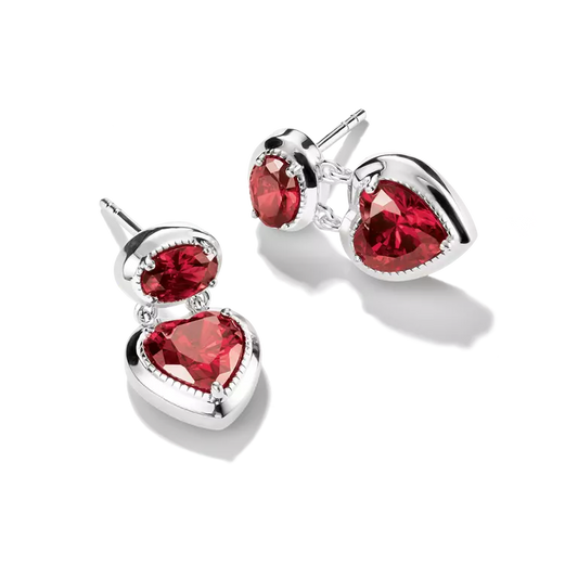 Thomas Sabo Sterling Silver Elyndra Red Heart Drop Earrings