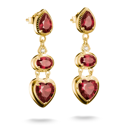 Thomas Sabo 18ct Gold on Silver Elyndra Red Heart Drop Earrings