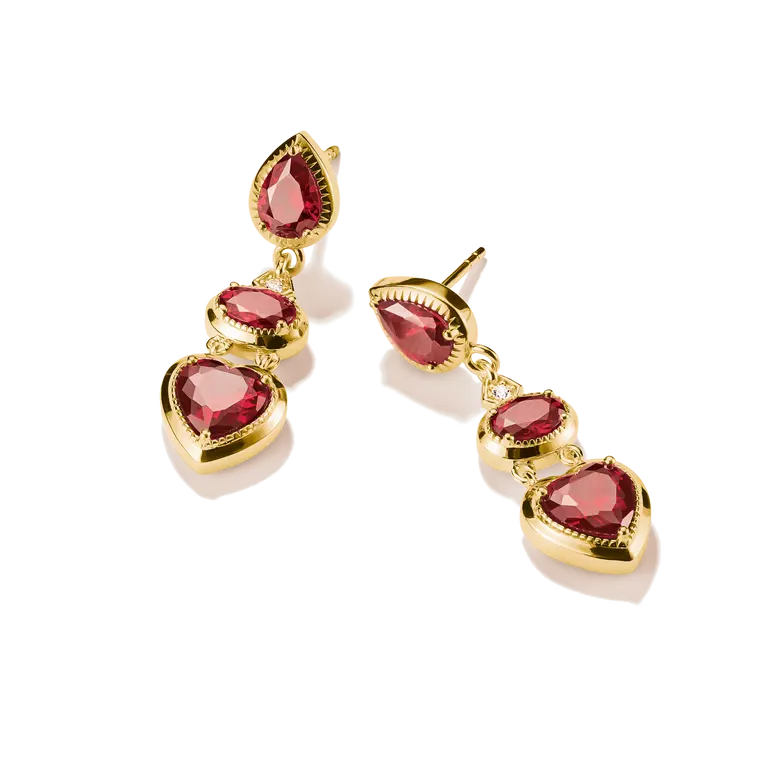 Thomas Sabo 18ct Gold on Silver Elyndra Red Heart Drop Earrings