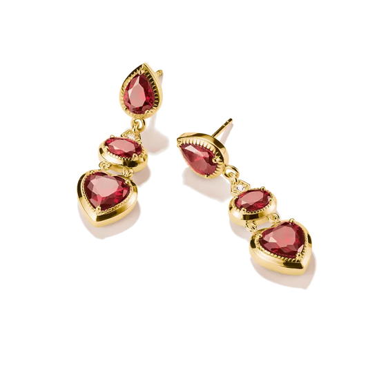 Thomas Sabo 18ct Gold on Silver Elyndra Red Heart Drop Earrings