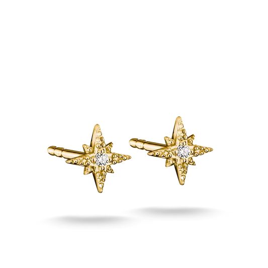 Thomas Sabo 18ct Gold on Silver Star Stud Earrings with White Zirconia