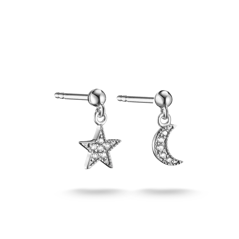 Thomas Sabo  Moon and Star Drop Earrings with White Zirconia