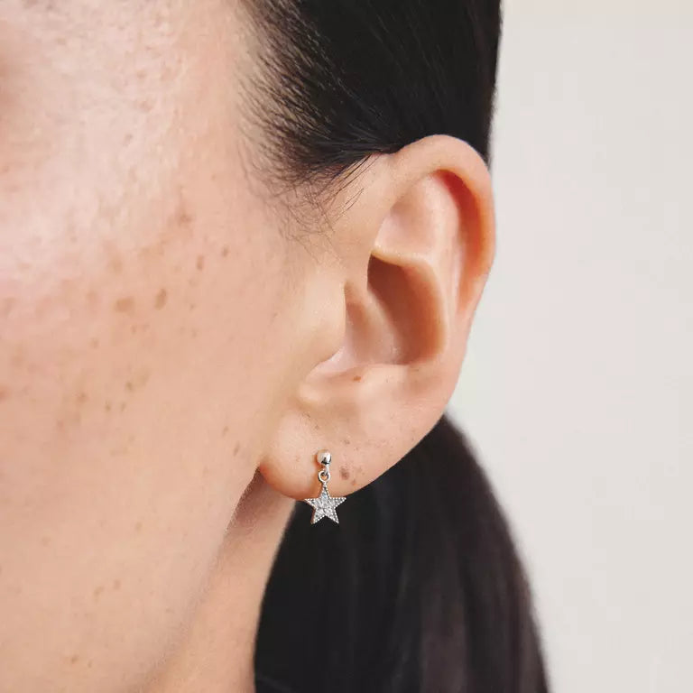 Thomas Sabo  Moon and Star Drop Earrings with White Zirconia