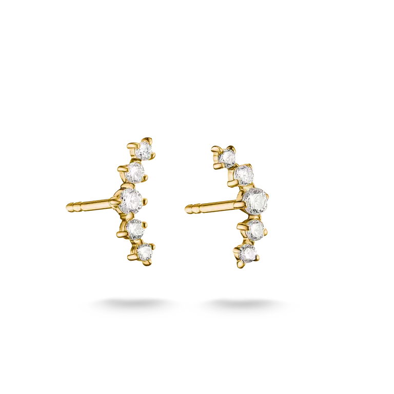 Thomas Sabo 18ct Gold on Silver Climber Earrings with White Zirconia