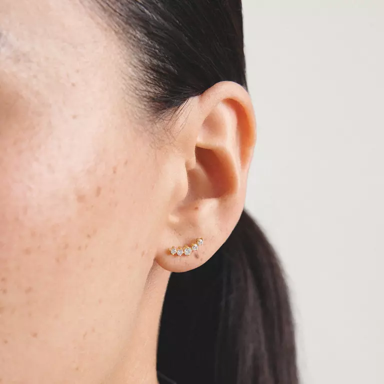 Thomas Sabo 18ct Gold on Silver Climber Earrings with White Zirconia