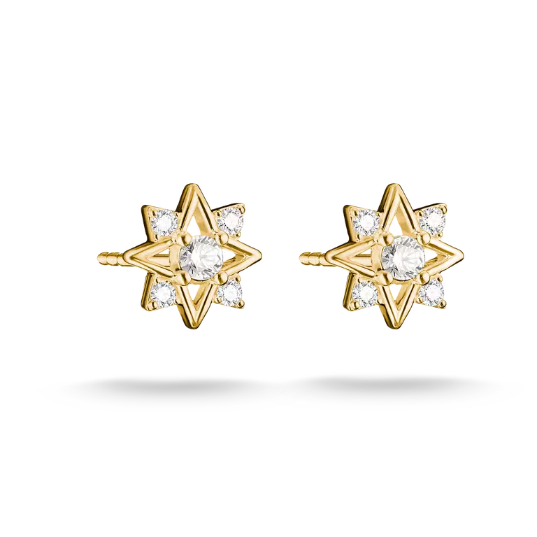 Thomas Sabo 18ct Gold on Silver Star Stud Earrings with White Zirconia