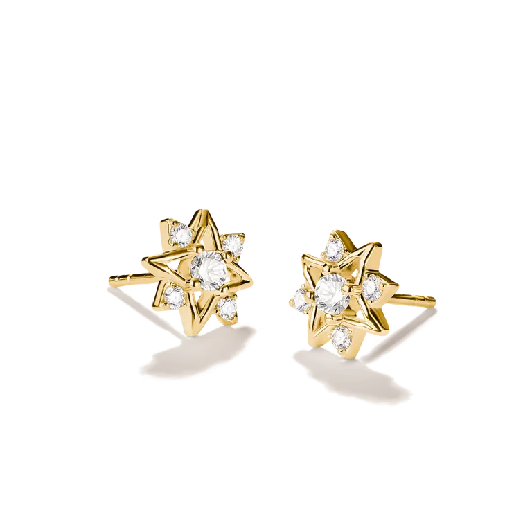 Thomas Sabo 18ct Gold on Silver Star Stud Earrings with White Zirconia