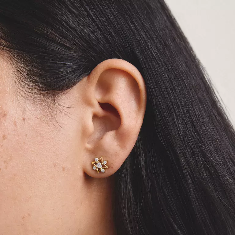 Thomas Sabo 18ct Gold on Silver Star Stud Earrings with White Zirconia