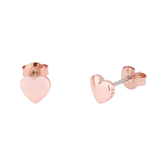 HARLY ROSE GOLD PLATED TINY HEART STUD EARRINGS