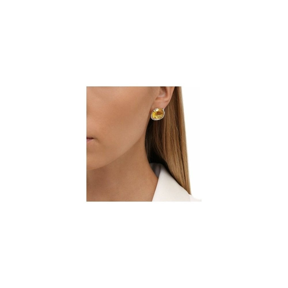 HARMONIA SILVER STUD EARRINGS WITH YELLOW CRYSTALS