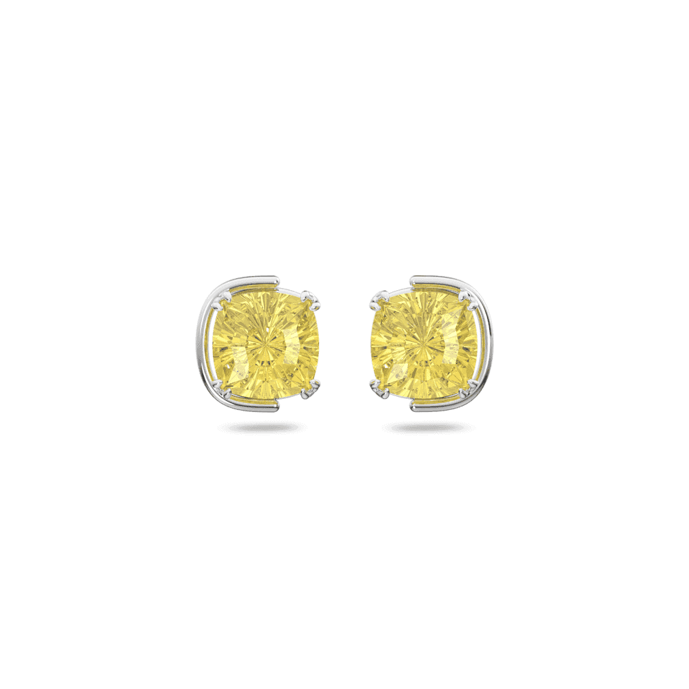 HARMONIA SILVER STUD EARRINGS WITH YELLOW CRYSTALS