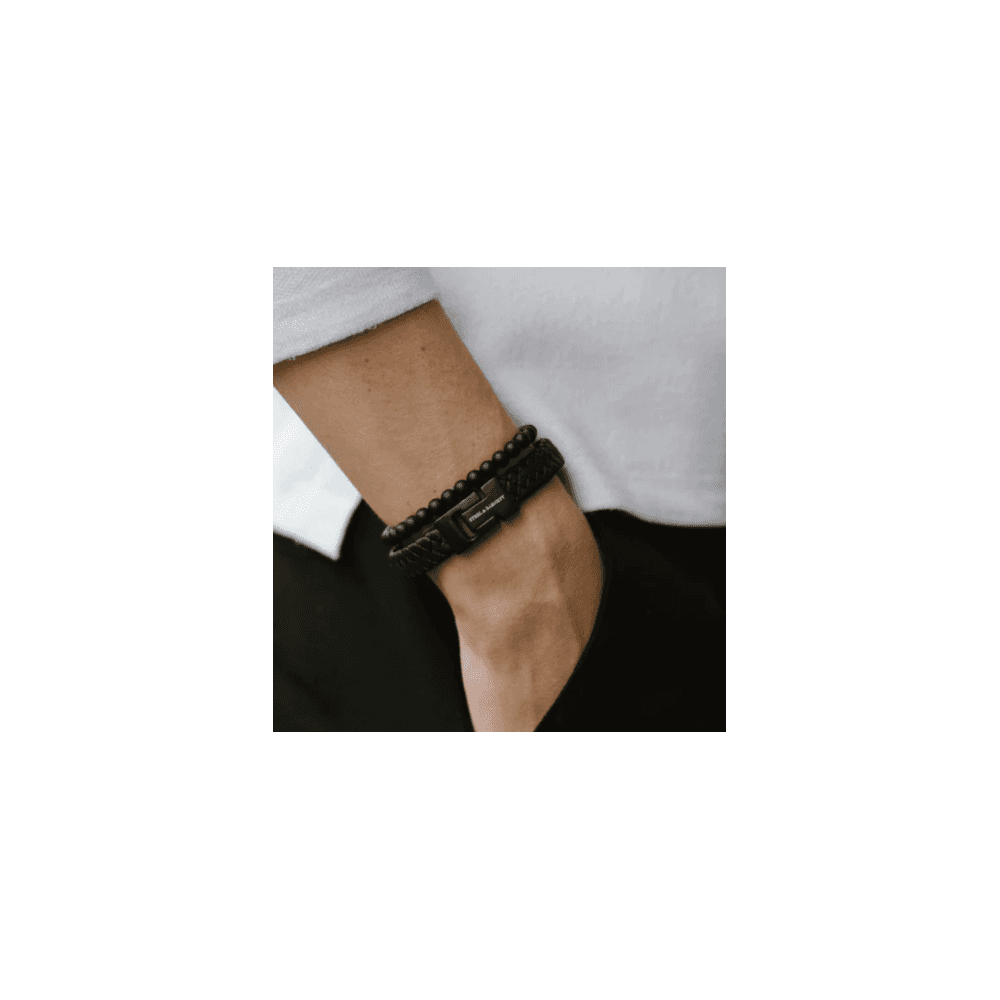 HARRISON BLACK LEATHER BRACELET