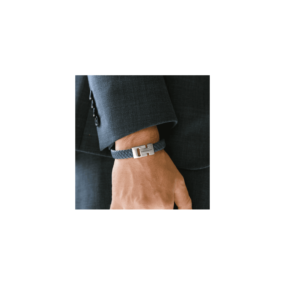HARRISON NAVY LEATHER BRACELET