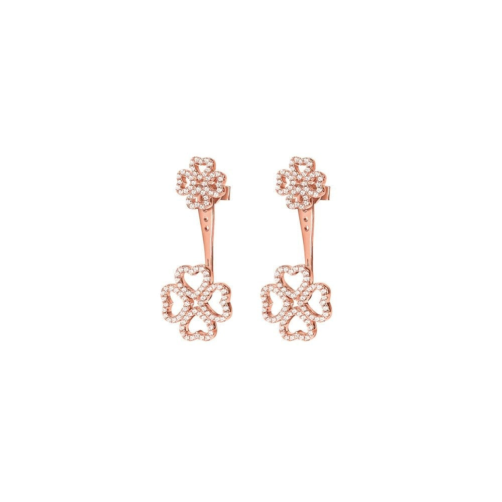 HEART4HEART 18CT ROSE GOLD VERMEIL & CUBIC ZIRCONIA EARRINGS