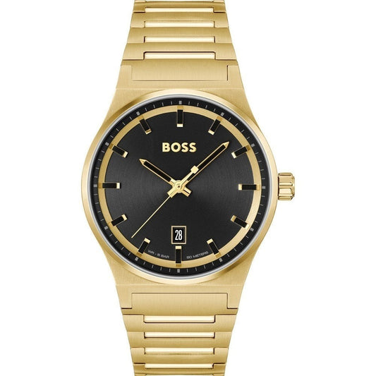 HUGO BOSS CANDOR GOLD CASE BRACELET WITH BLACK DIAL GENTS WATCH