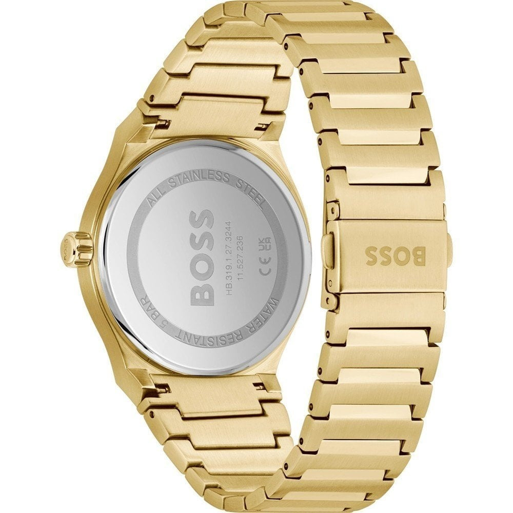 HUGO BOSS CANDOR GOLD CASE BRACELET WITH BLACK DIAL GENTS WATCH