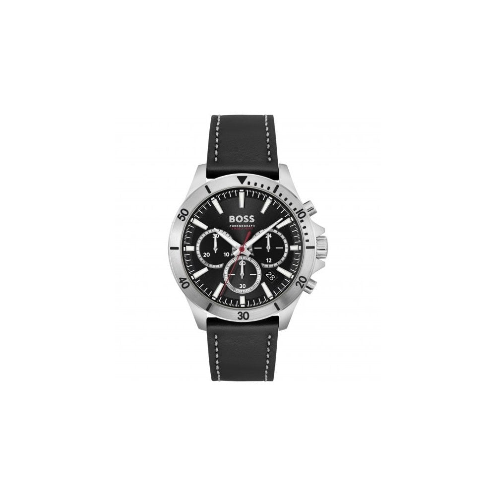 HUGO BOSS Gents Troper Black Leather Strap Watch